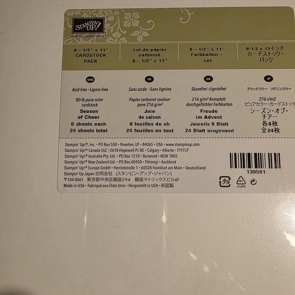 Stampin' Up! Olive Green and White Cardstock Pack